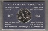 C261 Medalie Asociatia Olimpica Canadiana 1907-1967-marime circa89X60mm, diametru 32mm medalia -aprox.27gr, cu totul-starea care se vede