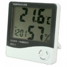 Termometru, ceas si higrometru, cu afisaj LCD pt masurat temperatura umiditate foto