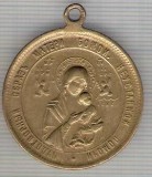 C237 Medalie veche (medalion) -religioasa - iconita -scriere in slavona -marime circa33x39mm-aprox.14gr -starea care se vede