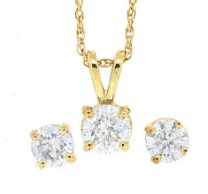 Set bijuterii din aur galben de 14 K cu diamante foto
