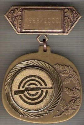 C272 Medalie de TIR (cu arma) 1999/2000 -Germania ?-marime circa66X43mm -aprox.38gr-starea care se vede foto
