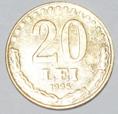 909 ROMANIA 20 LEI 1995 PLACAT CU AUR foto