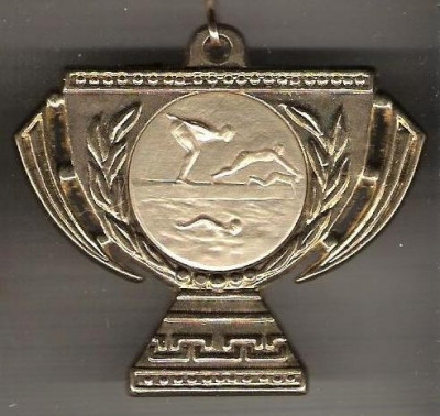 C257 Medalie Natatie -Grecia -panglica albastra-alb-albastra -marime circa58X53mm-aprox.27gr-starea care se vede foto