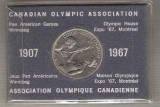 C260 Medalie Asociatia Olimpica Canadiana 1907-1967-marime circa87X60mm, diametru 32mm medalia -aprox.27gr, cu totul-starea care se vede