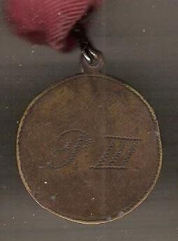C255 Medalie veche - Premiul III -interesanta -panglica rosie -marime circa26X31mm-aprox.6gr-starea care se vede