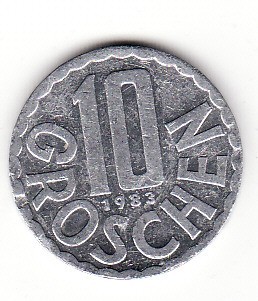 Austria 10 groschen 1983 foto