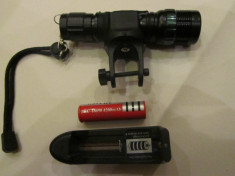 lanterna far bicicleta cu zoom led cree R4 -500 mw cu acumulator +suport fixare foto