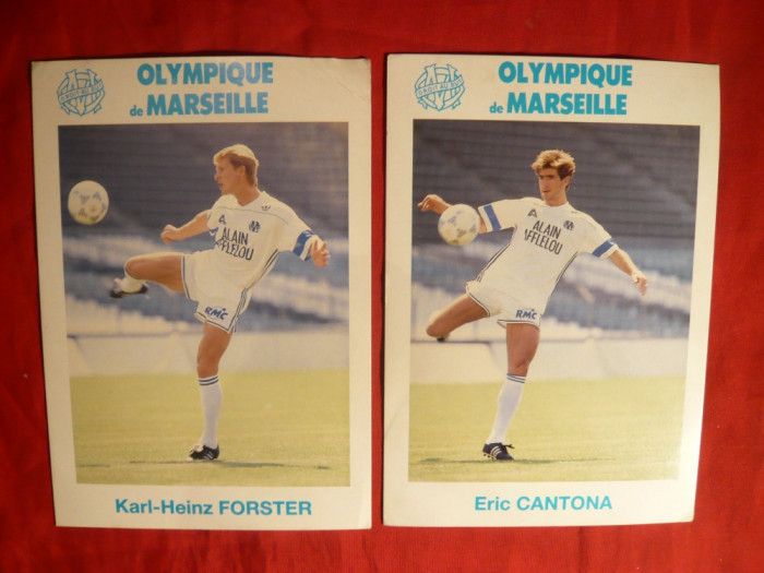 2 Fotografii -Fotbalisti Olimpique Marseille ( E. Cantona)