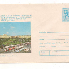 plic(intreg postal)-TRASEUL FLACARII OLIMPICE-MOSCOVA 1980-Ploiesti