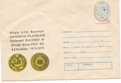 plic(intreg postal)-CENTENARUL SOCIETATII DE STIINTE GEOGRAFICE DIN R.S.R foto