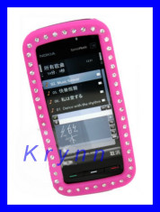 SC165 Husa silicon Nokia 5800 XPRESS MUSIC strasuri, roz + FOLIE -TR 2LEI PT AV! foto