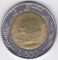 Italia 500 Lire 1991 bimetal foto