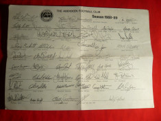 Foaie cu Autografe -Echipa Fotbal Aberdeen foto