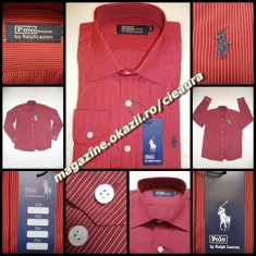 CAMASA BARBATEASCA firma brand POLO by RALPH LAUREN 100% BUMBAC SATINAT ROSU BURGUNDY BORDO GRENA DUNGULITE FINE ALBE CAMASI BARBATI NEW EDITION foto