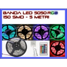 ROLA BANDA 150 LED - LEDURI SMD 5050 RGB - 5 METRI - TELECOMANDA 44 TASTE