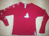 Cumpara ieftin Tricou rosu de dama din bumbac de la Silk &amp;amp; Satin, pentru Christmas, ca nou, S/M, Maneca lunga