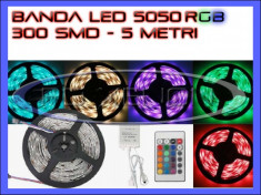 ROLA BANDA 300 LED - LEDURI SMD 5050 RGB - 5 METRI, IMPERMEABILA (WATERPROOF), FLEXIBILA - CONTROLER SI TELECOMANDA INCLUSE foto