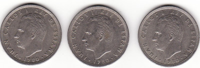 SPANIA - set 3 monede x 5 pesetas - Campionatul Mondial de Fotbal 1982 foto
