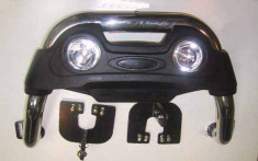 BULL BAR DIN INOX NISSAN/MITSUBISHI/TOYOTA CU LUMINI [3&amp;quot;/76mm] foto