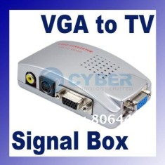 Convertor Universal PC VGA to TV AV RCA Signal Adapter Converter Video Switch Box Supports NTSC PAL system foto