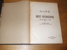 CURS DE DREPT INTERNATIONAL PUBLIC -- G. Meitani -- [ 1930. 560 p. ] foto