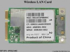 +1228 vand placa de reteaWireless LAN Card Mini PCI WiFi Hp CQ45 HP 550 6720 compaq 459263-002 Hp foto