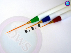 Kit 3 pensule PROFESIONALE unghii - Set speciale pentru pictura pe unghii normale si unghii false cu gel uv - Productie Germania-pensula foto