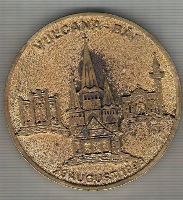 C335 Medalie Centrul National Ecumenic -Vulcana-Bai -1998 Romania -marime cca 62 mm, greutatea aprox 58 gr. -starea care se vede foto