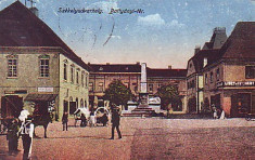 Romania,Odorheiu Secuiesc,carte postala 1918, circ. 1923: Piata Battyanyi,animat foto