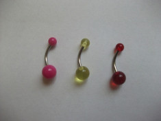 Lot 3 bucati de piercing pentru buric - model 2 foto