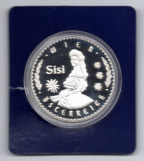 Medalie Imparateasa SiSi, Viena, Austria - in capsula UNC, metal comun (posibil suflat Ag) foto