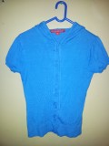 Bluza albastra cu gluga gen plover fete 8-9 ani, marimea S, bumbac, ca noua, Bluze, Albastru