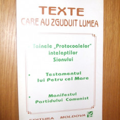 TEXTE CARE AU ZGUDUIT LUMEA - Editura Moldova. 1995, 157 p.