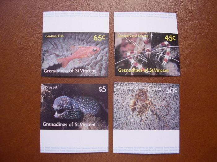 St.Vincent Grenadines 1987 fauna pesti crabi mi 565-568 nedant.