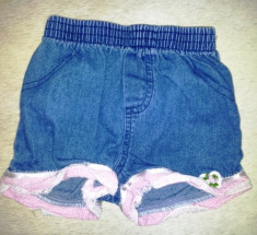 Pantaloni scurti blugi cu danteluta, din bumbac, de la Mini Wear, fete 6-9 luni foto