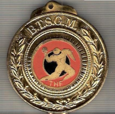 C384 Medalie Handbal -Federatia Turca de Handbal- Campinatele Balcanice Ankara 1987 -marime cca 48x53 mm, gr. aprox 51 gr. -starea care se vede foto