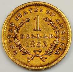 ticuzz - SUA USA 1 ONE $ Dollar 1853 - Moneda de AUR foto