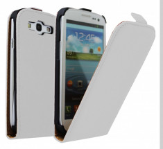 Husa Eleganta TOC PIELE FLIP ALB WHITE Samsung Galaxy S3 i9300 + Folie Protectie Display GRATIS foto