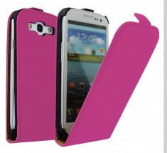 Husa Eleganta TOC PIELE FLIP ROZ PINK Samsung Galaxy S3 i9300 + Folie Protectie Display GRATIS foto