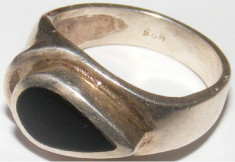 Inel vechi din argint cu piatra onyx (15) - de colectie foto