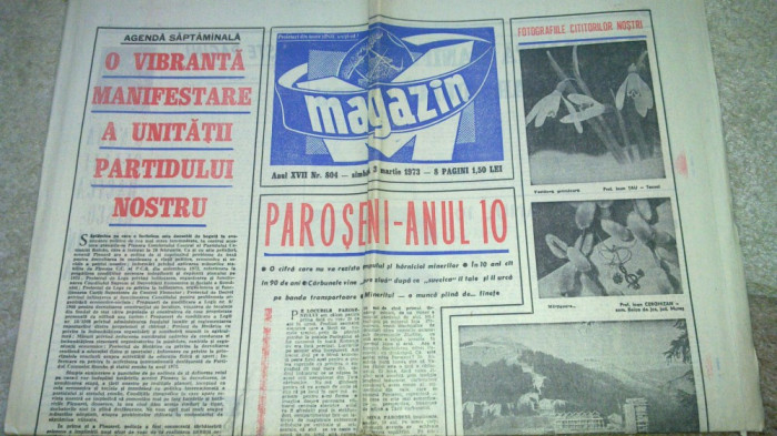 ziarul magazin 3 martie 1973-articol de spre minerii din paroseni,valea jiului