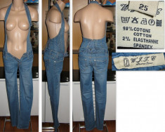 salopeta superba de blugi cu corset la spate si spatele gol se poate regla - marimea XS/S - 78 lei foto
