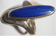 Inel vechi din argint cu piatra albastra (3) - de colectie foto