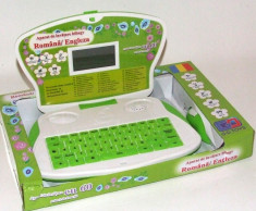 Mini laptop de jucarie pentru copii in limba romana si engleza, cu 60 de aplicatii interesante (sunete, jocuri si voce prietenoasa) foto