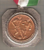 C445 Medalie FOTBAL -ZEMPLEN KUPA &#039;91,Locul III -POLONIA -marime 52x55 mm, gr. aprox 21 gr.-starea care se vede