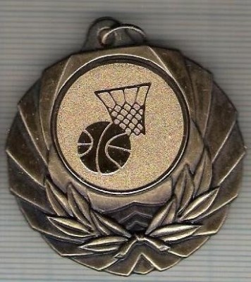 C467 Medalie CAMPIONATUL NATIONAL DE BASCHET -JUNIORI II -MASCULIN -ED.2003-2004-marime 45x48 mm, gr. aprox. 16 gr.-starea care se vede foto