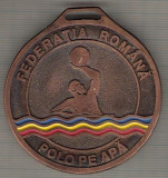 C463 Medalie FEDERATIA ROMANA POLO PE APA -2007-marime 60x63 mm, gr. aprox. 48 gr.-starea care se vede