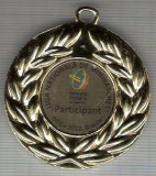 C468 Medalie PARTICIPANT -LIGA NATIONALA DE MINIBASCHET -ED.2012 BRASOV-marime 49x55 mm, gr. aprox. 18 gr.-starea care se vede