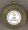 C476 Medalie PARTICIPANT - Liga Nationala de Minibaschet -Ed.2012, Brasov-panglica tricolora -marime 45x51 mm, gr. aprox. 21 gr.-starea care se vede