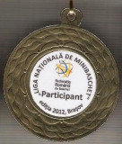 C461 Medalie Participant ,,Liga Nationala de Minibaschet&quot; -Editia 2012 Brasov -marime 45x54 mm, gr. aprox. 21 gr.-starea care se vede
